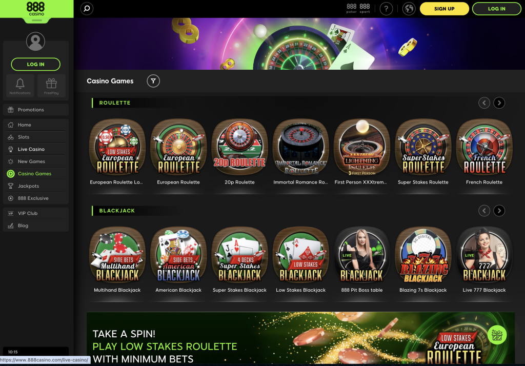 Image of 888 Casino website