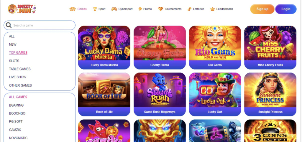 Image of Sweety Win Casino Website