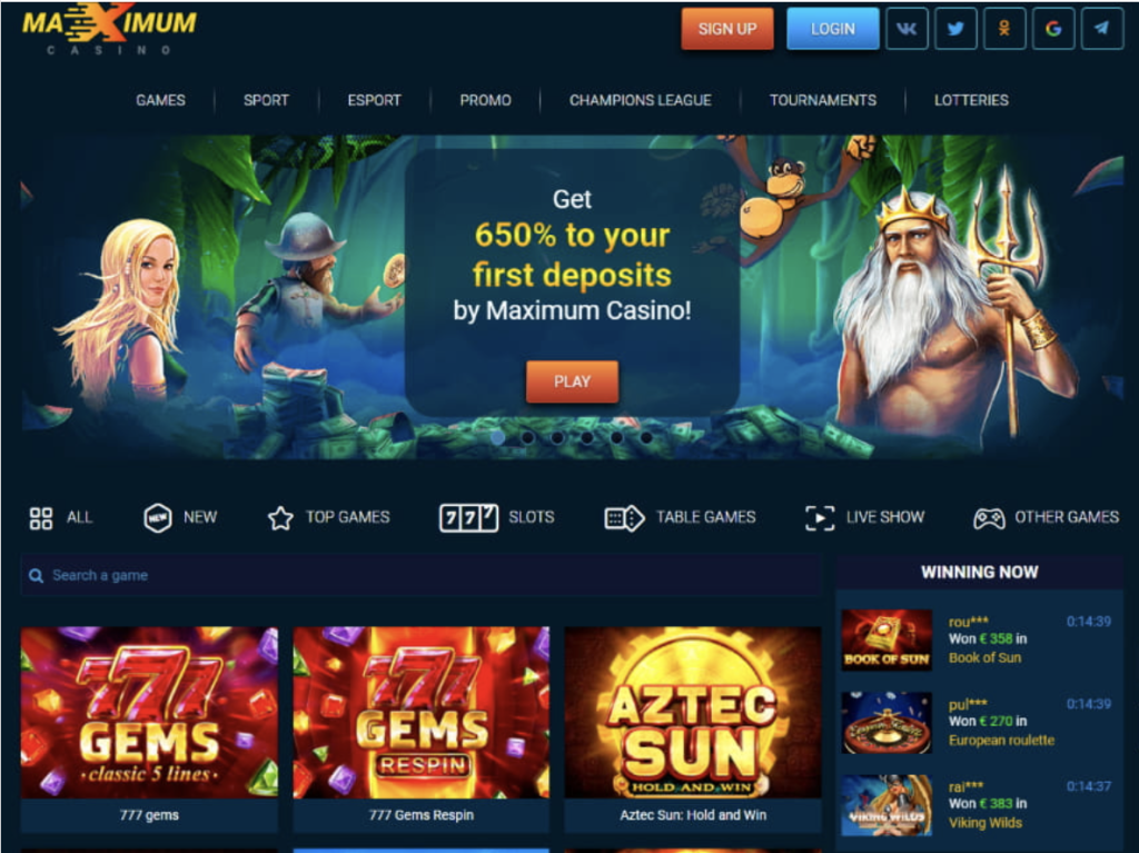 Image of Maximum Casino website