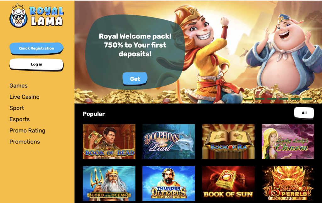 Image of Royal lLama Casino Website