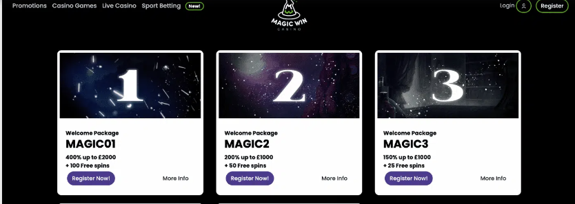 image of magic win casino website